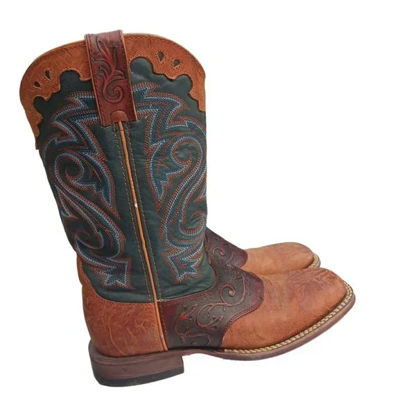 Rocky Brown and Blue Heeled Boots - Picture 2 of 6